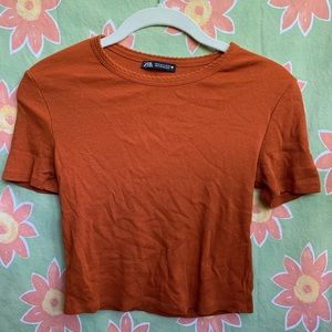 Zara Burnt Orange Cropped Tee